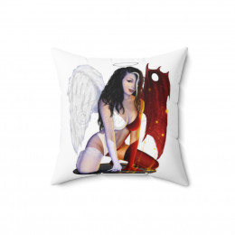 Angel of good and evil Devil Babe Spun Polyester Square Pillow 