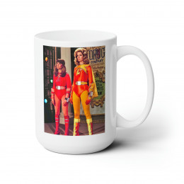 Electra Woman And Dyna Girl Saturday Morning 70s White Mug 15oz